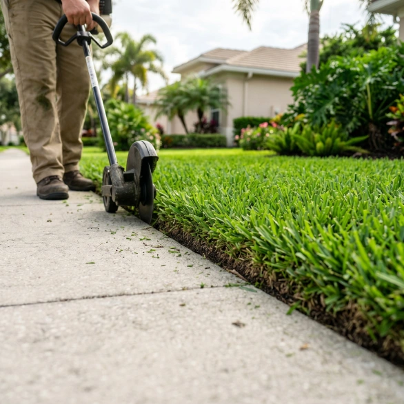 Lawn edging and cleanup service in Wesley Chapel and Watergrass with clean borders and trimmed edges
