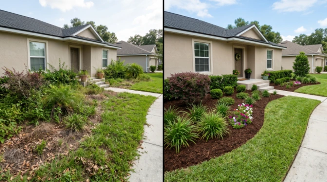complete project of mulch installtion inwasley chapel fl
