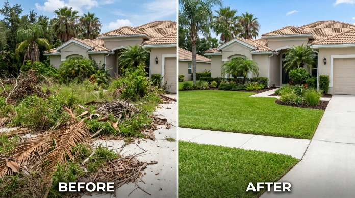 property clean up of ;awn in sevean okas wasley chapel fl