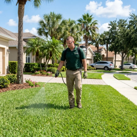 weed control spray in lawn of Epperson in wesley chapel fl usa